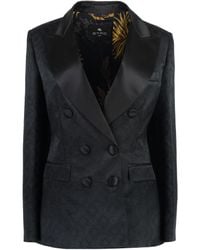 Etro - Patterned Jacquard Double-Breasted Blazer - Lyst