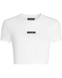 Dolce & Gabbana - Logo Patch Cropped T-Shirt - Lyst