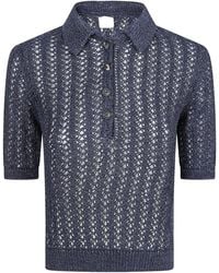 Eleventy - Openwork Polo Knitted Top - Lyst
