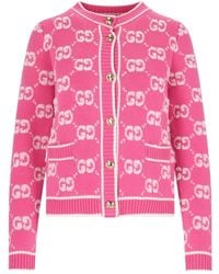 Gucci - Elegant Wool Cardigan With Gg Bouclé Jacquard - Lyst