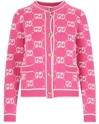 Gucci - Elegant Wool Cardigan With Gg Bouclé Jacquard - Lyst