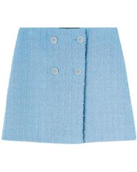 Versace - High-Waist Tweed Mini Skirt - Lyst