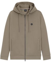BOSS - Boss Logo Patch Zipped Hoodie - Lyst