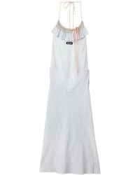 Miu Miu - Embroidered Marocain Crepe Dress - Lyst