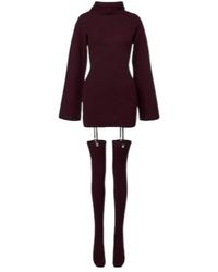 AYA MUSE - Cursa Ribbed-Knit Wool Minidress And Tights Set - Lyst