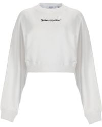 Off-White c/o Virgil Abloh - Embroidered Arrow Script Crop Crewneck Sweatshirt - Lyst