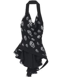 McQueen - Skull Print Asymmetric Top - Lyst