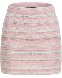 Self-Portrait - Striped Embellished-Detail Mini Skirt - Lyst