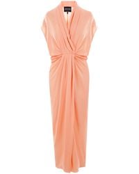 Giorgio Armani - V-Neck Draped Midi Dress - Lyst