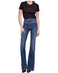 Elisabetta Franchi - Logo Embroidered Crewneck T-Shirt - Lyst