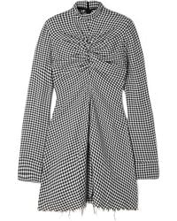 Marques'Almeida - Ruched Houndstooth Cotton Turtleneck Mini Dress - Lyst
