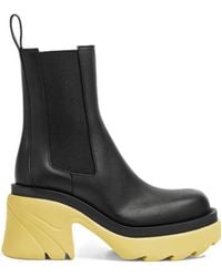 Bottega Veneta - Contrast Sole Platform Ankle Boots - Lyst