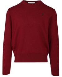 Ami Paris - Ami De Coeur Logo Embroidered Crewneck Jumper - Lyst