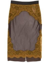 The Attico - The Lace Panelled Two-Toned Midi Skirt - Lyst
