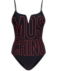 Moschino - Logo-Print V-Neck Swimsuit - Lyst