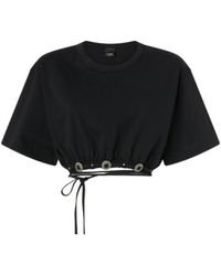 Pinko - Lace-Up Cropped T-Shirt - Lyst