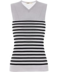 KHAITE - Striped V-Neck Knit Tank Top - Lyst