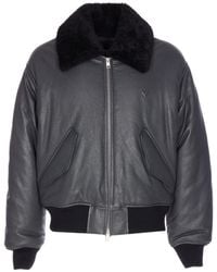 Ami Paris - Zip-Up Leather Bomber Jacket - Lyst