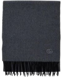 Gucci - Logo Patch Fringed Scarf - Lyst