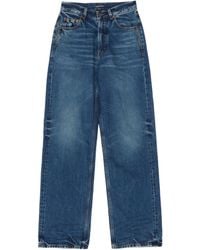Saint Laurent - Logo Patch Straight Leg Jeans - Lyst