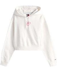 Tommy Hilfiger - Relaxed Cropped Graphic Hoody - Lyst