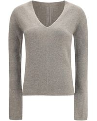 Rick Owens - Ribbed V-Neck Knitted Sweater - Lyst