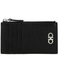 Ferragamo - Ferragamo Logo Embossed Zipped Card Case - Lyst