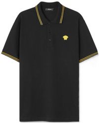 Versace - Medusa-Embroidered Short-Sleeved Polo Shirt - Lyst