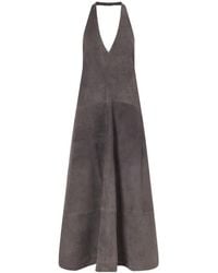 St. Agni - Paneled Suede Halter Midi Dress - Lyst
