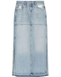 RE/DONE - Side-Slit Distressed Denim Maxi Skirt - Lyst