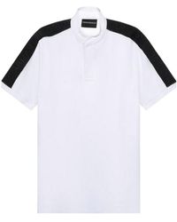 Emporio Armani - Logo-Trim Band-Collar Polo Shirt - Lyst