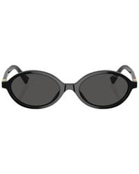 Miu Miu - Logo-Lettering Oval Sunglasses - Lyst