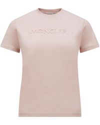 Moncler - Logo Embroidered Crewneck T-Shirt - Lyst