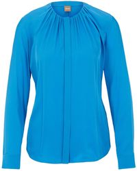 BOSS - Longsleeve Blouse Made Of Smooth - Lyst