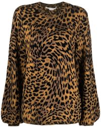 Stella McCartney - Logo Leopard Print Knitted Pullover - Lyst