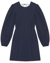 Ganni - Drapey Melange Open Back Mini Dress - Lyst