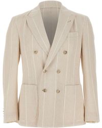 Eleventy - Double-Breasted Striped Blazer - Lyst