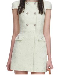 Self-Portrait - Sp Lime Boucle Mini Dress - Lyst