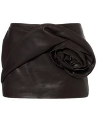 Magda Butrym - Floral-Appliqué Leather Miniskirt - Lyst