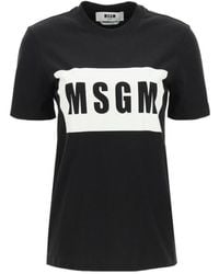 MSGM - Logo Printed Crewneck T-Shirt - Lyst