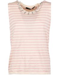 Seventy - Embellished Striped Tank Top - Lyst