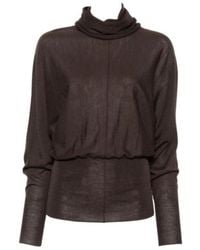 Soeur - Draped-Neck Long-Sleeve Knit Top - Lyst