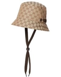 Gucci - Gg Canvas Bucket Hat With Tie - Lyst