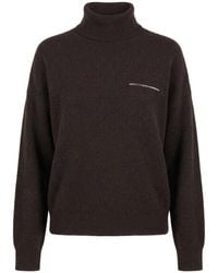 Peserico - Ribbed High-Neck Knitted Sweater - Lyst