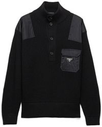 Prada - Wool-Cashmere Half-Button Sweater - Lyst