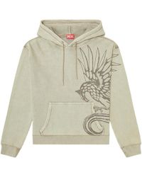 DIESEL - Jacquard-Mesh Print-Detail Cotton Hoodie - Lyst