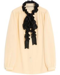 Valentino - Ruffle Detailed Curved Hem Shirt - Lyst