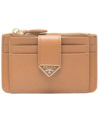 Prada - Saffiano And Smooth Leather Card Holder - Lyst