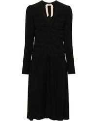 N°21 - Ruched Detail Crepe Midi Dress - Lyst