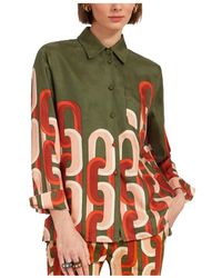 La DoubleJ - Silk Geometric Print Shirt - Lyst